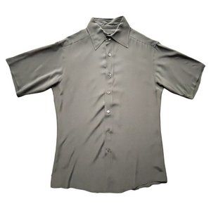 Gucci 100% Silk SS Button Up Shirt Italy Made Vintage Brown Size 16/41 Men